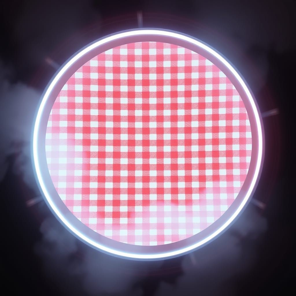 Surreal Futuristic Portal in Gingham Pattern