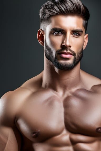 Handsome Male Model Portrait in Sharp Focus