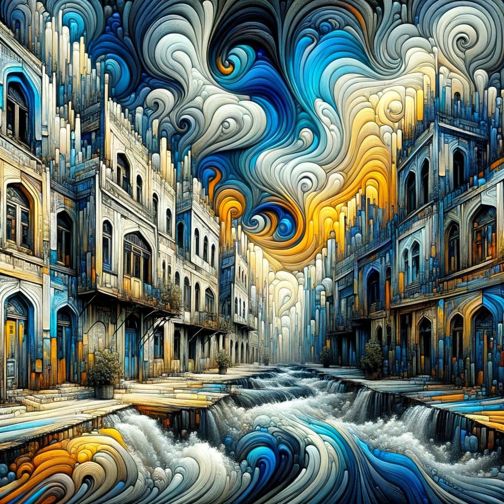 Abstract Middle Eastern Architecture in Old Town Street