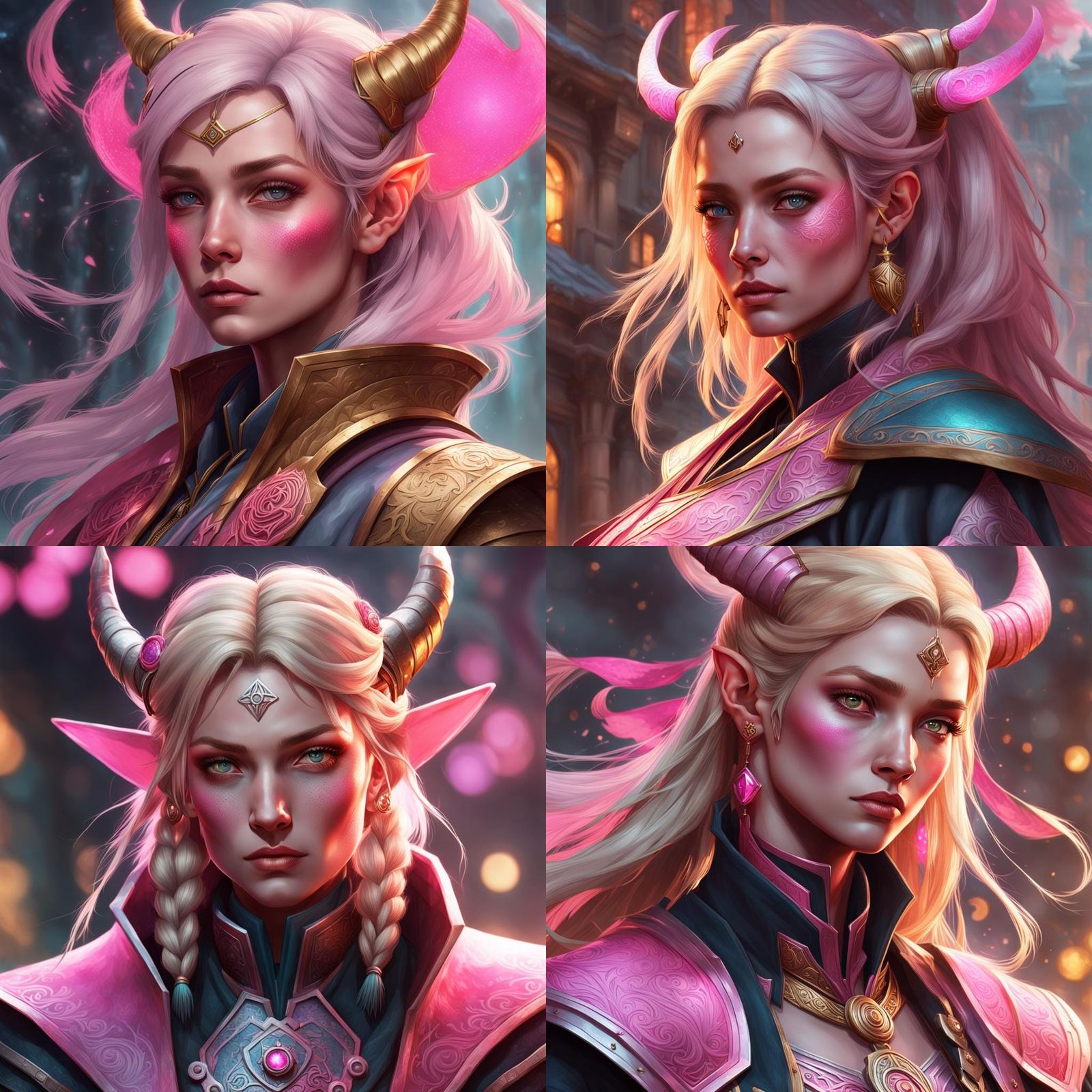 Pink Tiefling Healer Portrait in Artgerm Style