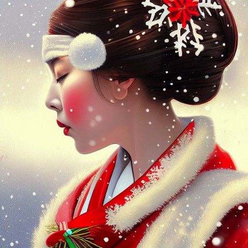 Geisha in Winter Wonderland Portrait