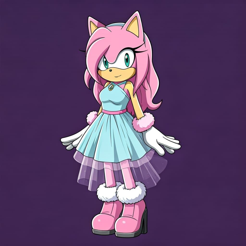 Pink Cat Sonic Character in Vibrant Cartoon Style