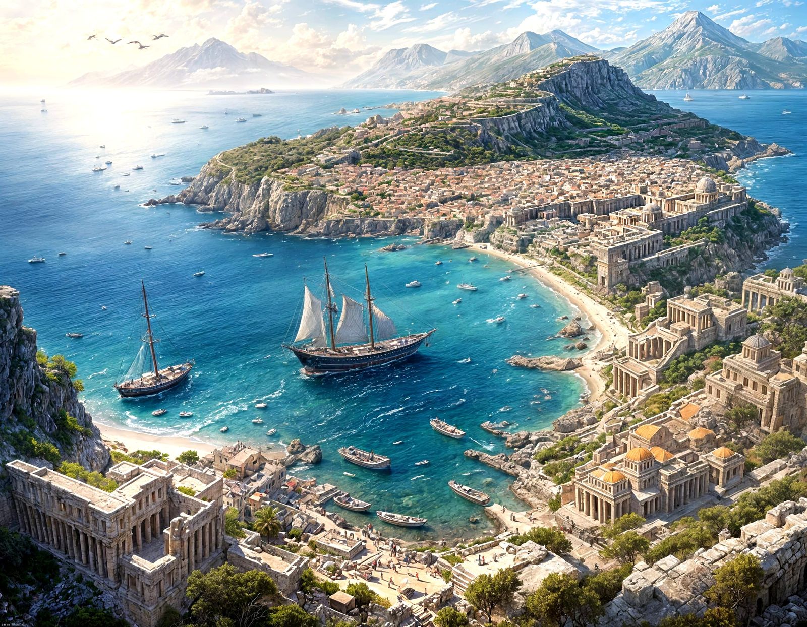 Coastal Ancient Greece Bird's Eye View