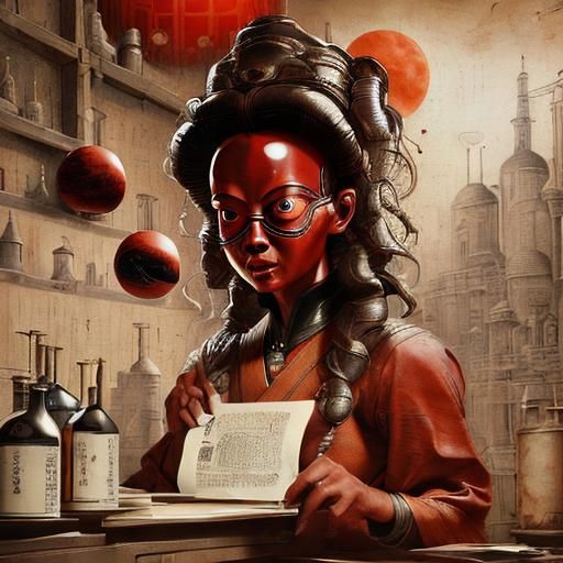 Alien in Red Ink, Ancient Japanese Art Style