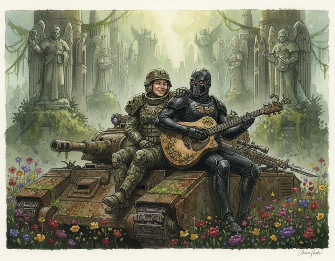 Warriors Rest: Cadian Scion and Assassin with Leman Russ