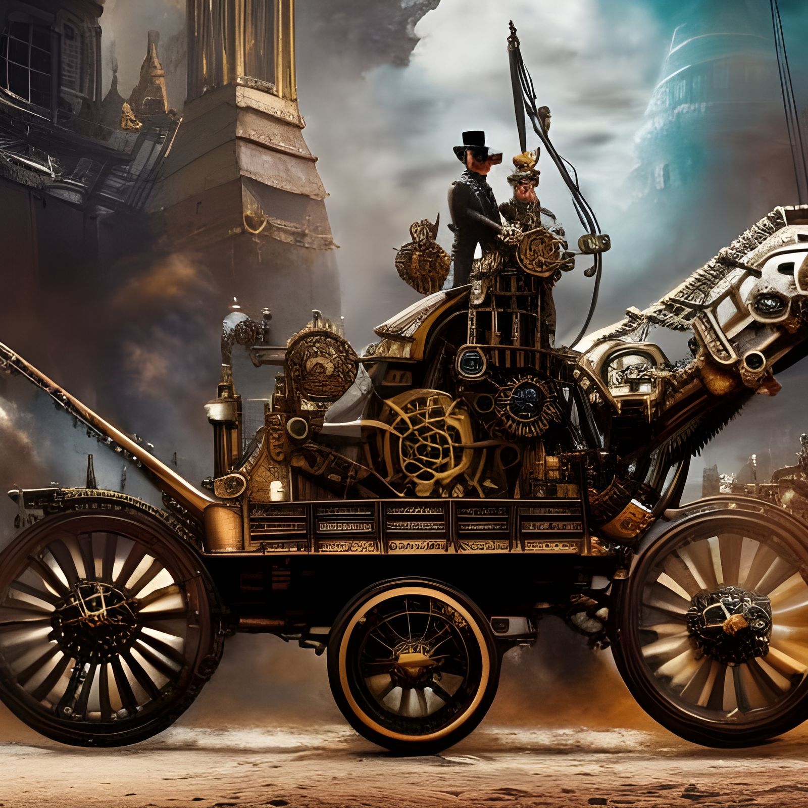Steampunk Robot Carriage in Victorian London