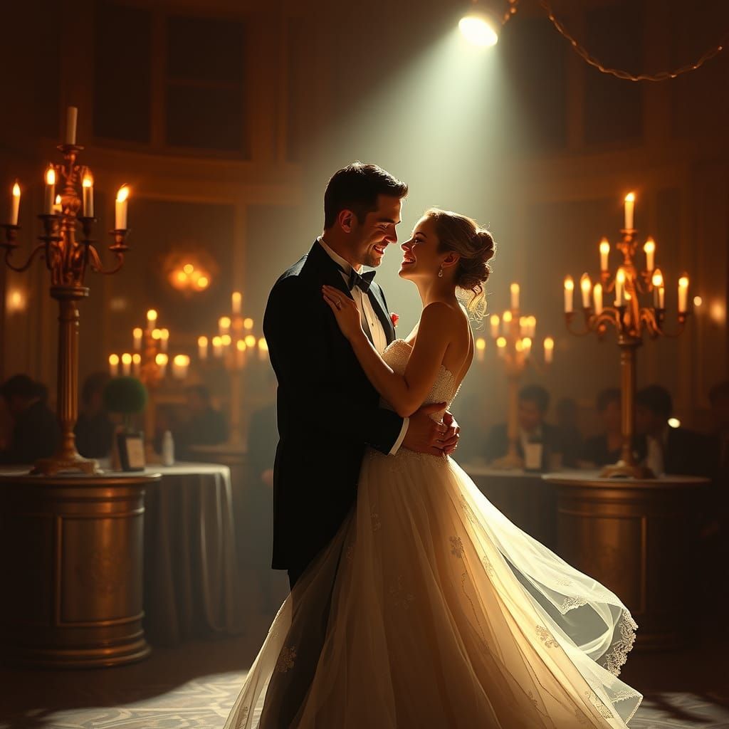 Romantic Couple Dancing in Dreamy, Soft Light