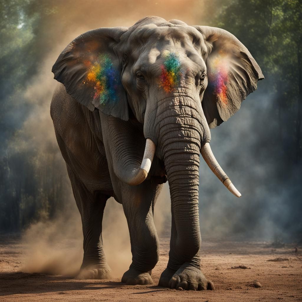 A majestic elephant,  looking friendly, standing in the dsch...