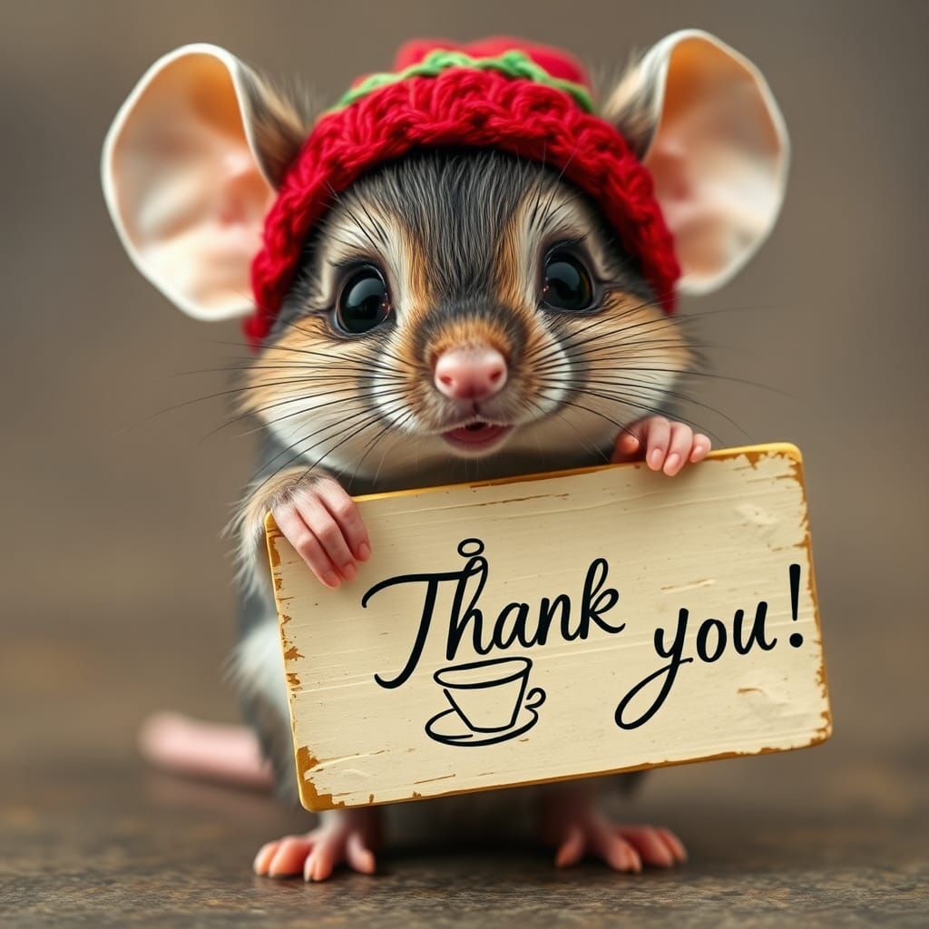 Endearing Mouse Expressing Gratitude as Digital Art