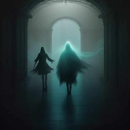 Dreamlike Corridors Filled with Ghostly Figures in Ethereal ...