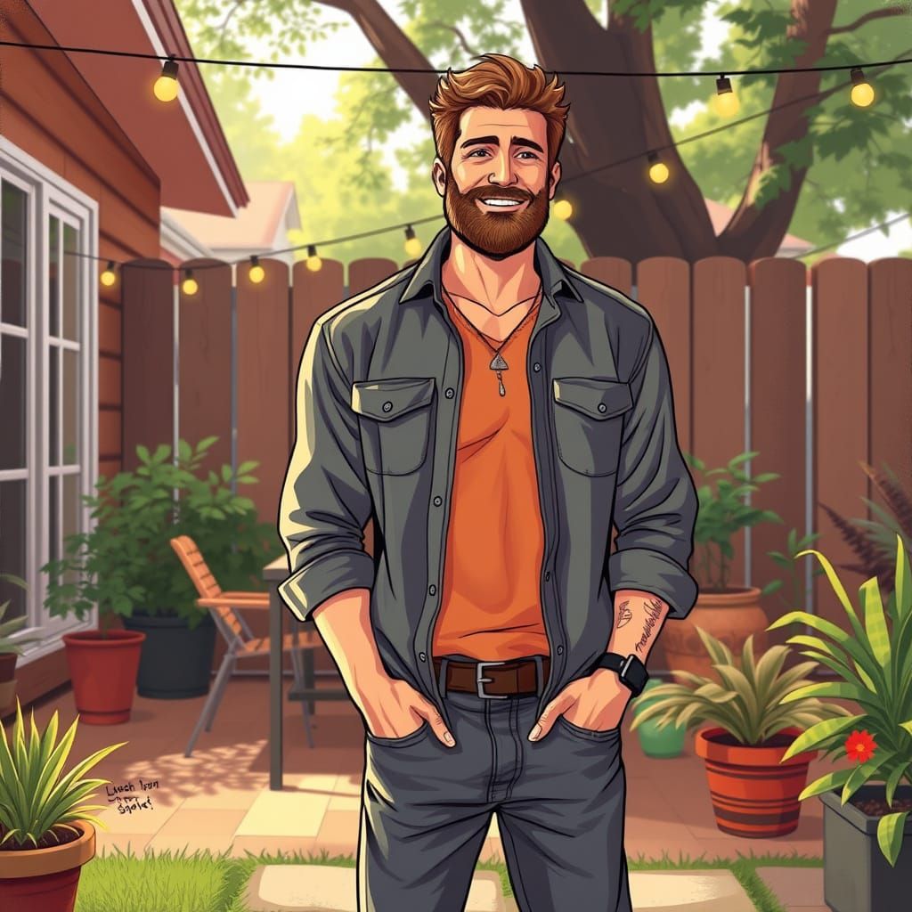 Casual Dadbod Portrait in Vibrant Digital Art Style