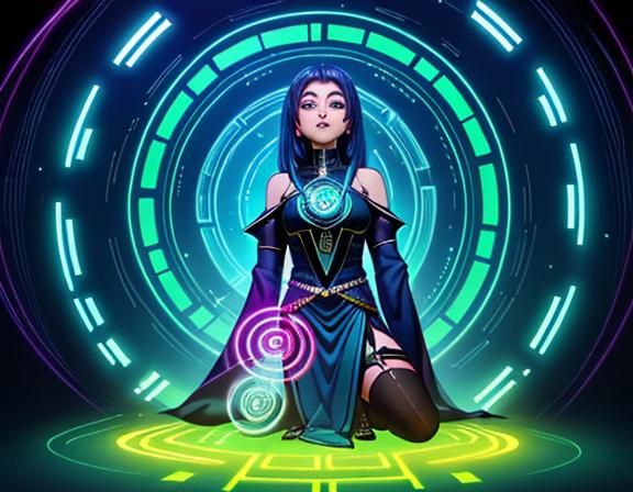 Entranced Woman in Hypnotic Lights