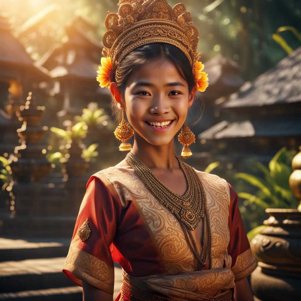 Balinese Girl Dancing in Traditional Dress