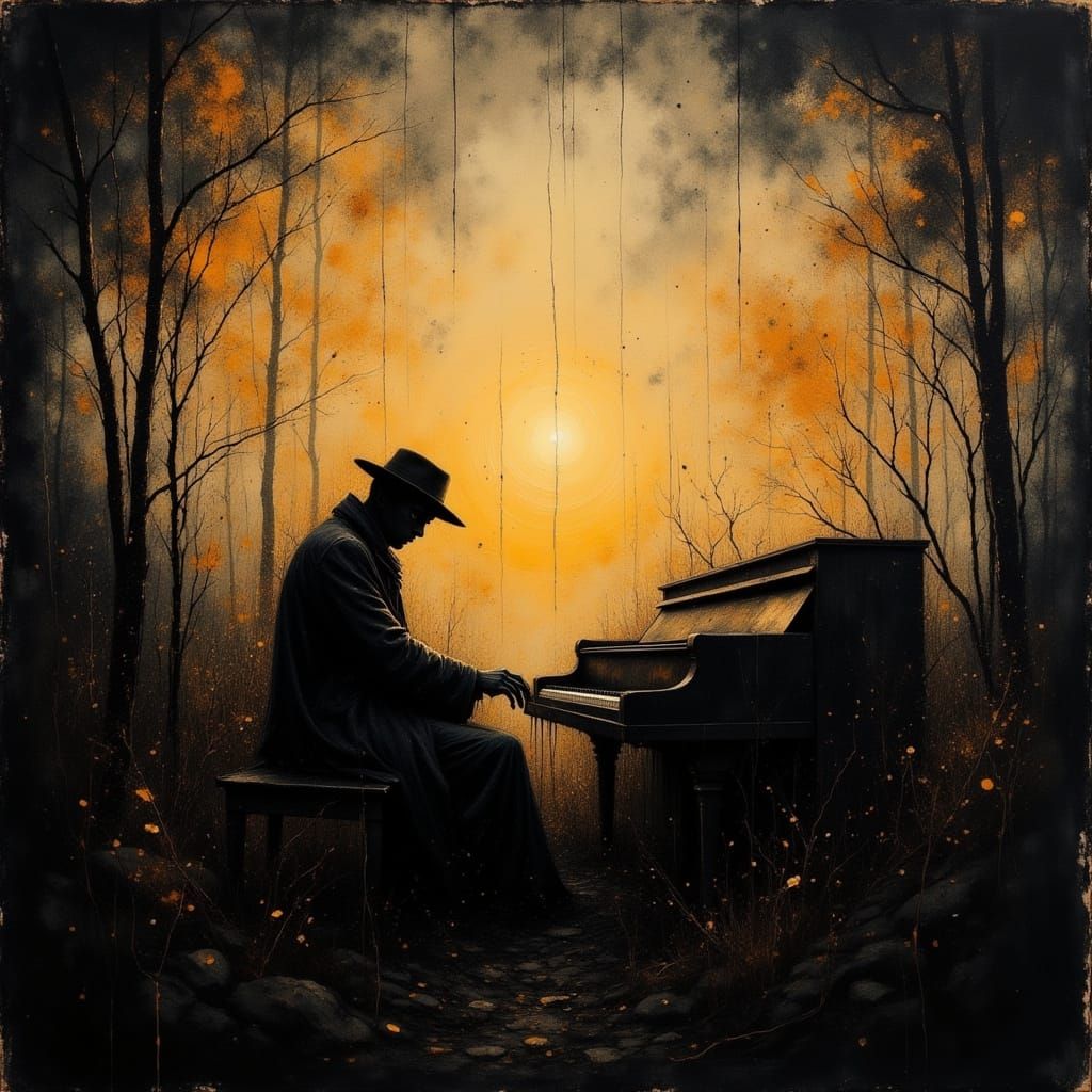 Ethereal Sunset Piano Concerto in Moody, Watercolor-Inspired...