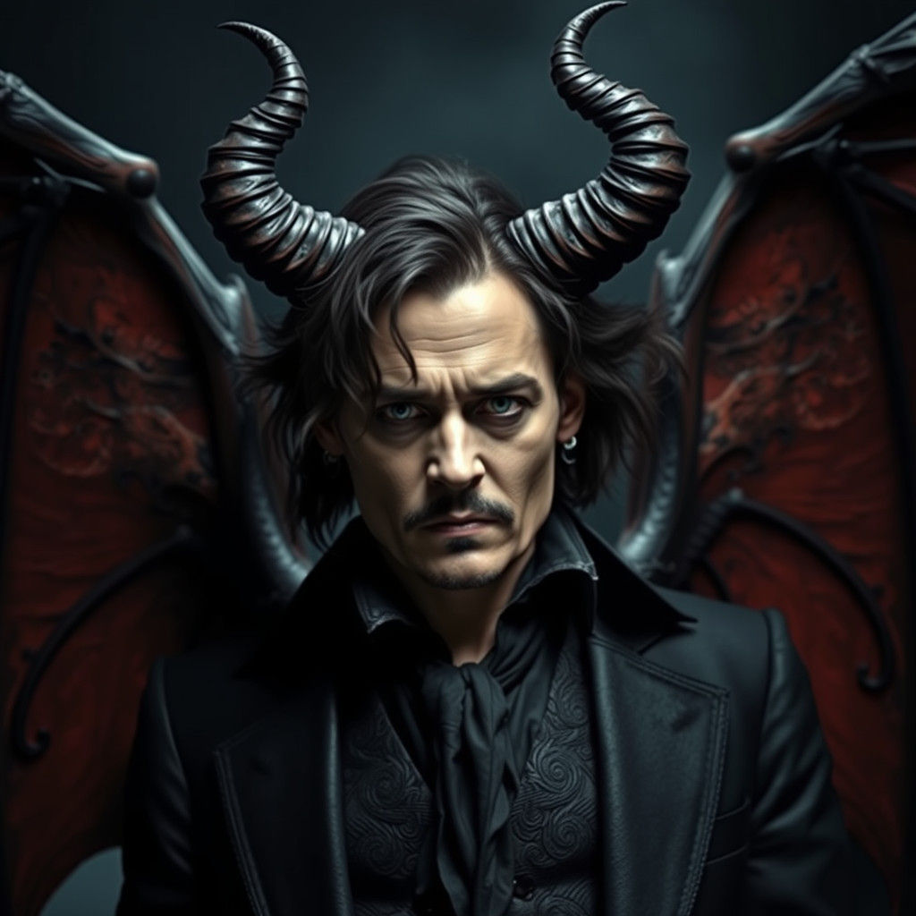 Lucifer with Demon Horns in a Gothic Style