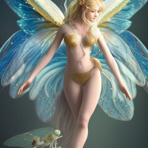 Ethereal Albino Fairy with Translucent Wings