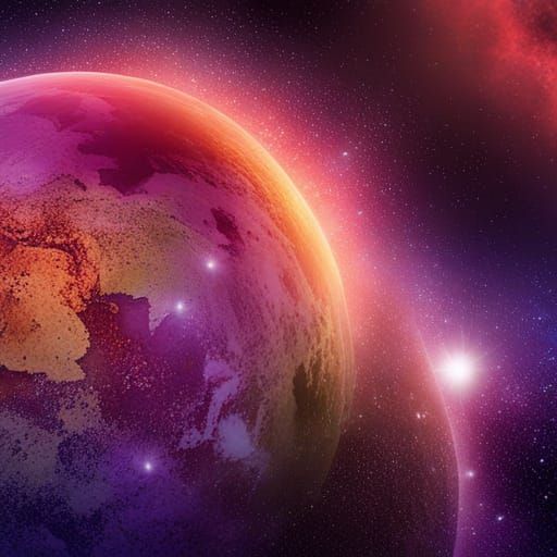 Colorful Digital Art of Planets and Stars