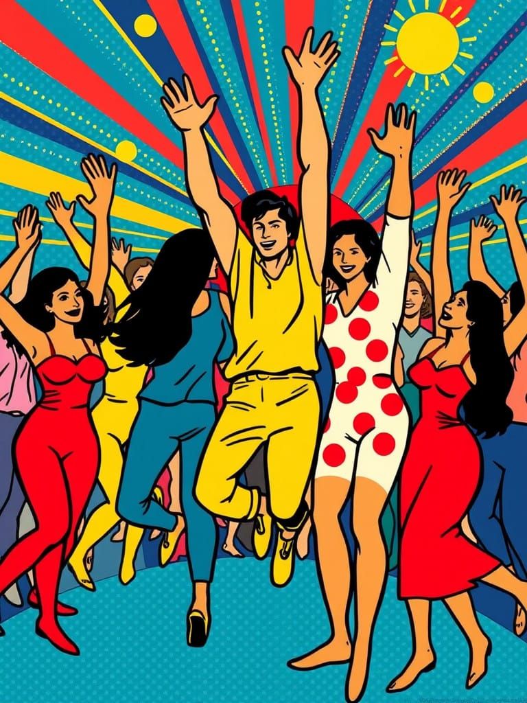 Optimistic Futurism: Vibrant Pop Art Celebration