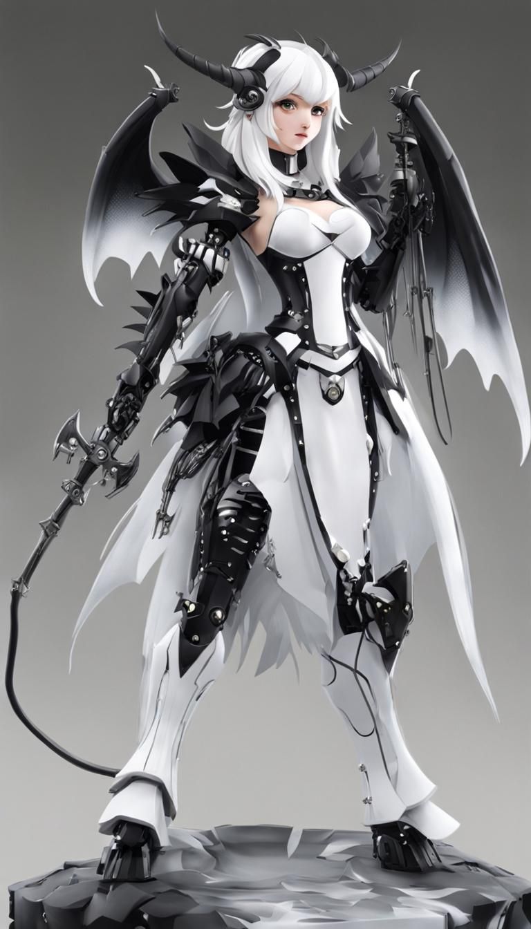 Dragon Girl Chimera with Slime Body and Metal Skeleton