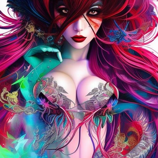 Alien Belly Dancer in Inkpunk Style