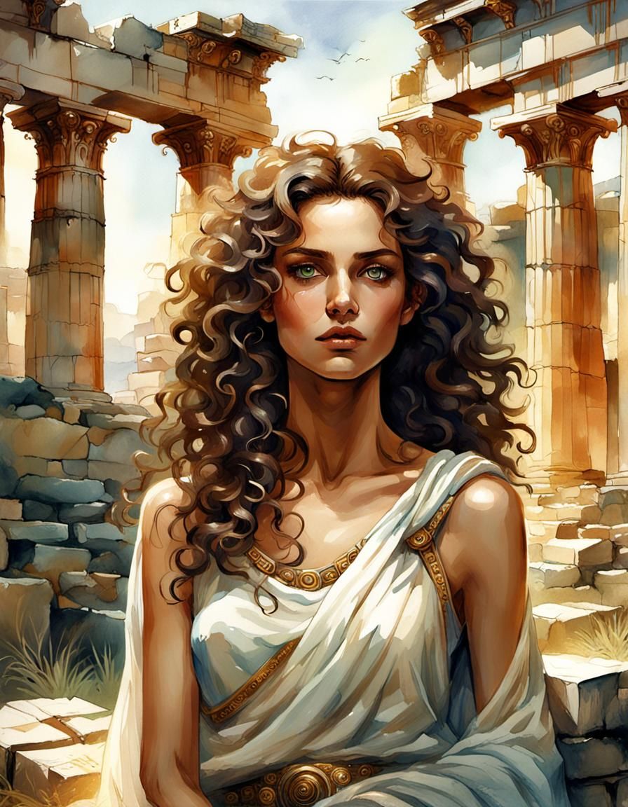 Greek Woman in Toga: DreamWorks Animation Watercolor