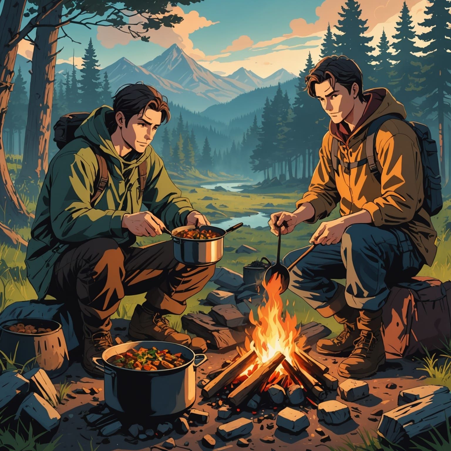 Camping Stew: Anime-Style Adventure in the Wild