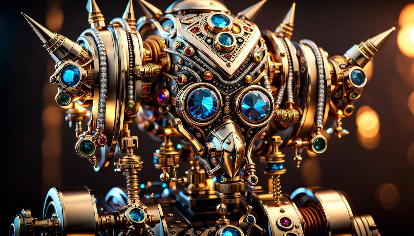 Steampunk Punk Rocker Robot in Diamond Plate