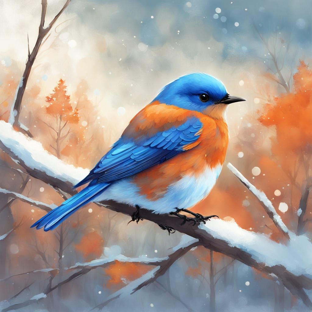 Winter Wonderland Bluebird in Ethereal Light