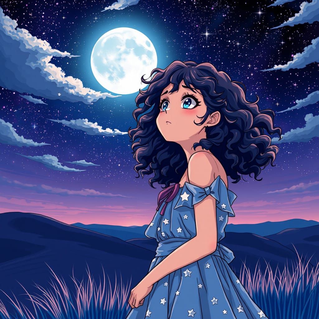 Wonderful Woman in Starry Night Enchantment