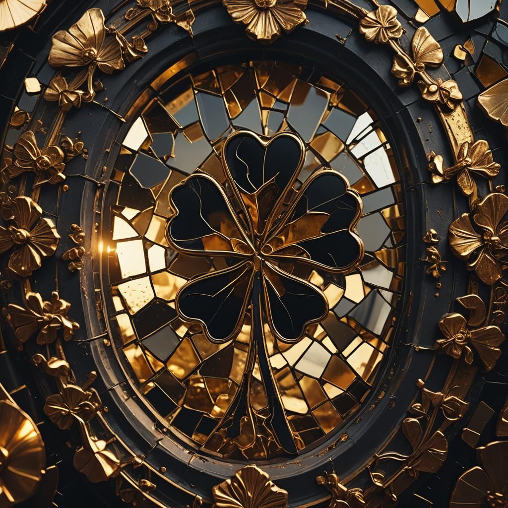 Clover Mirror: Broken Stained Glass in Baroque Style