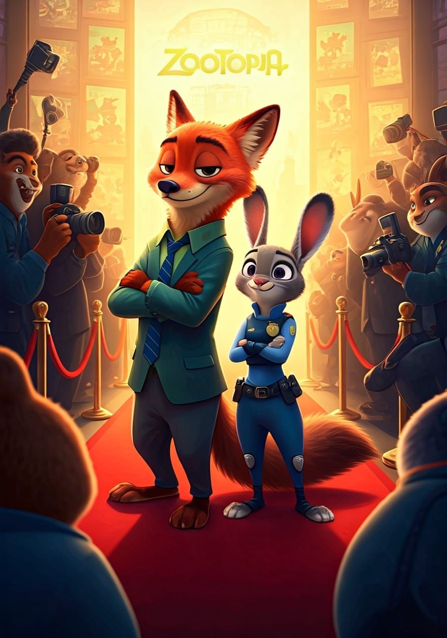 Nick and Judy on the Red Carpet, Digital Painting