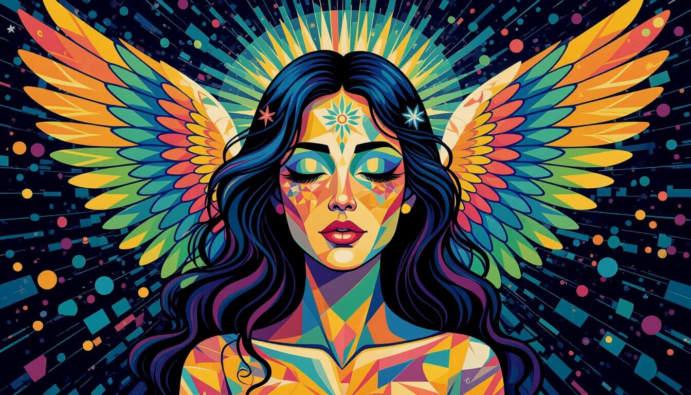 Neuroplastic Synesthesia Angelic Psychedelic Mosaic Art