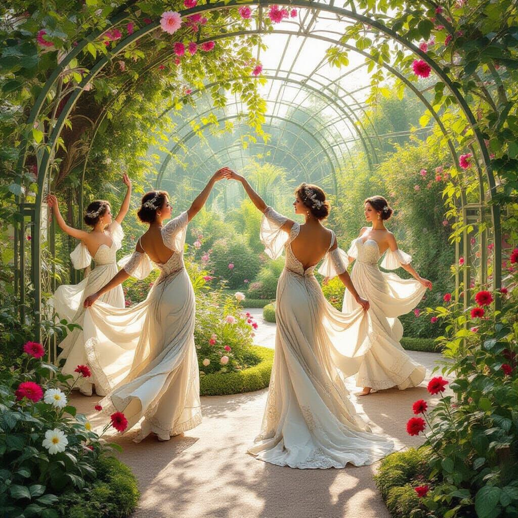 Art Nouveau Garden Symphony of Curves and Floral Grace