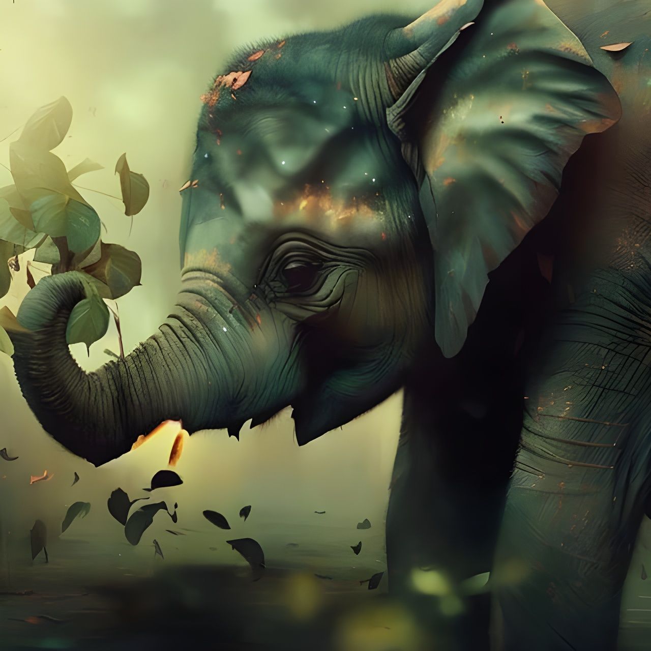 African Elephants at Sunset