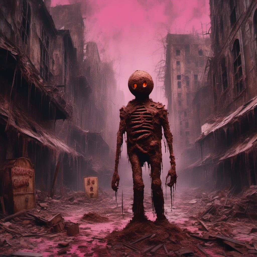 Apocalyptic Candy City Escape in Graffiti Art Style