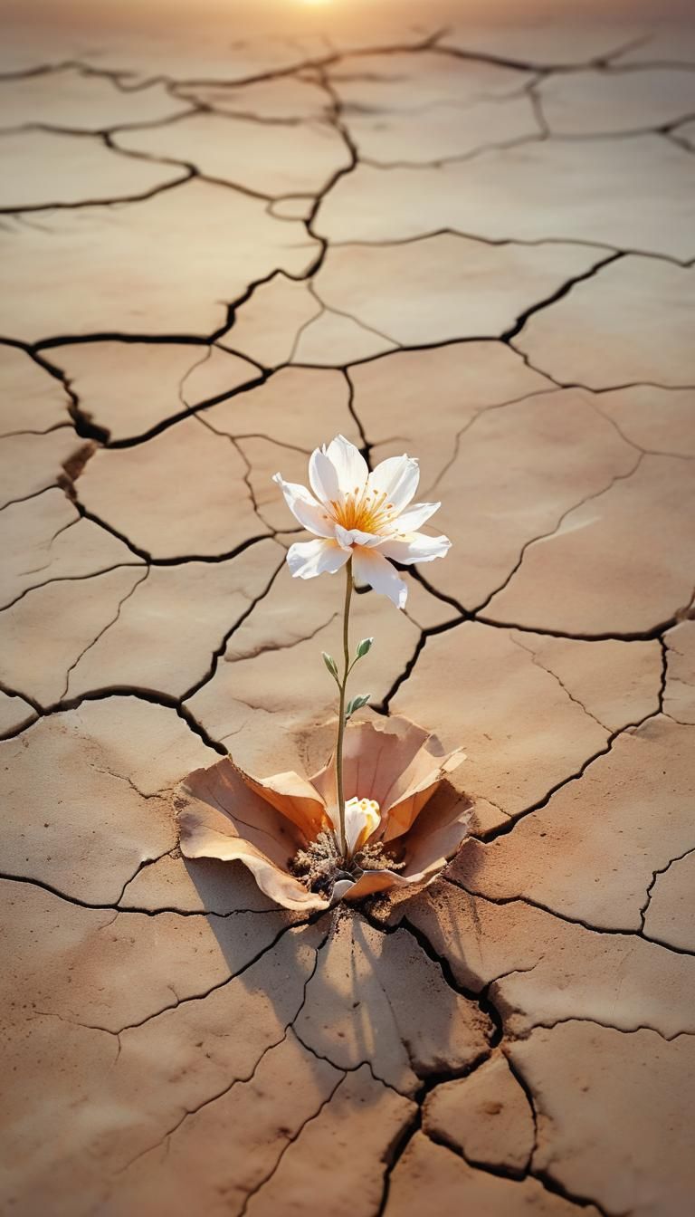 Delicate Flower Blooms in Barren Wasteland