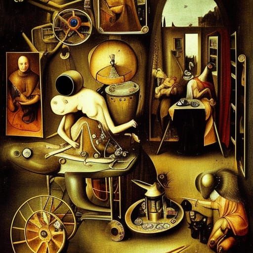 Surreal Steampunk Ambulance Inspired by Bosch and Dali