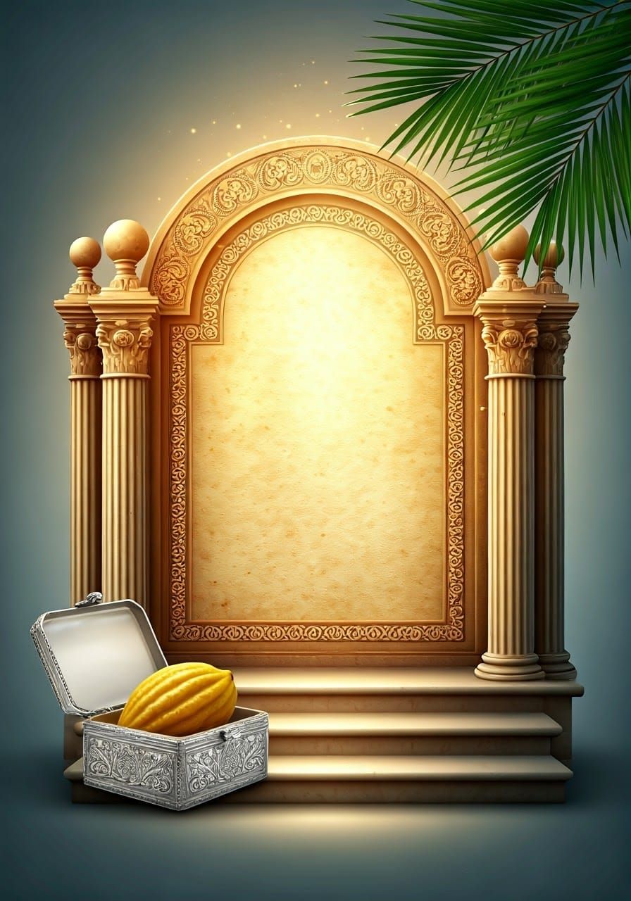 Ornate Blessing Invitation with Wooden Gate Design