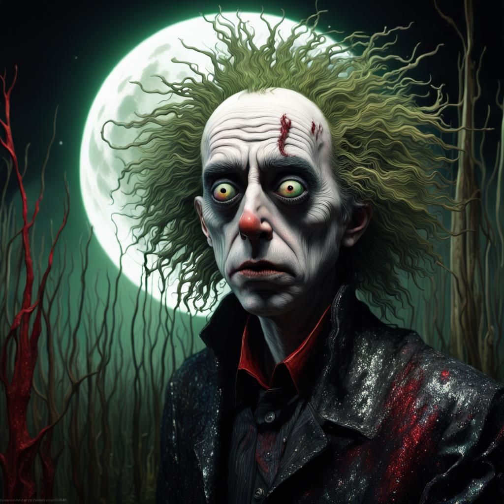 Cursed Man in Haunted Swamp: Tim Burton-Style Horror