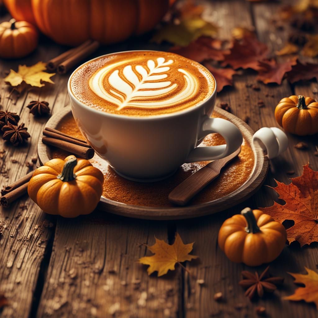 Cozy Pumpkin Spice Latte in Golden Light