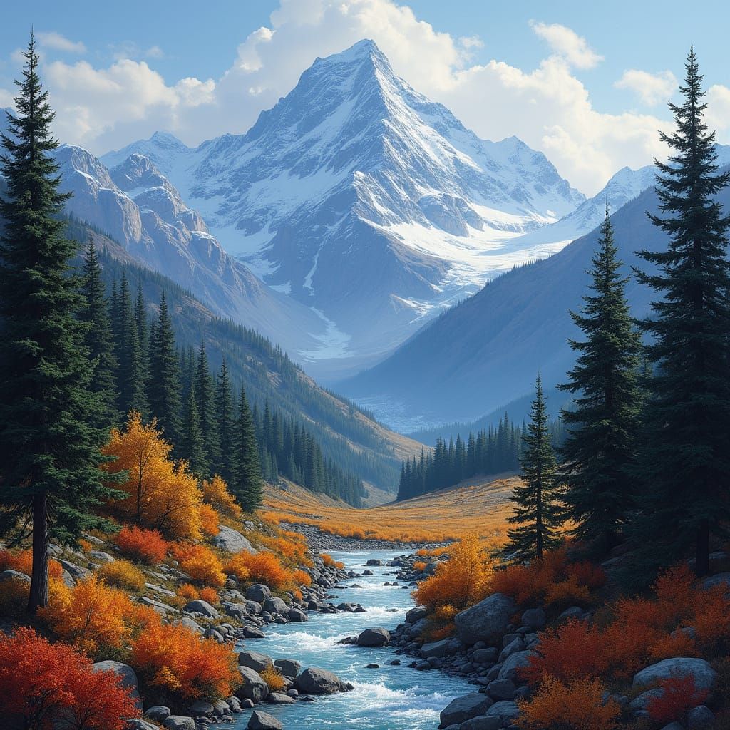 Majestic Mountain Wilderness: An Epic Landscape Painting