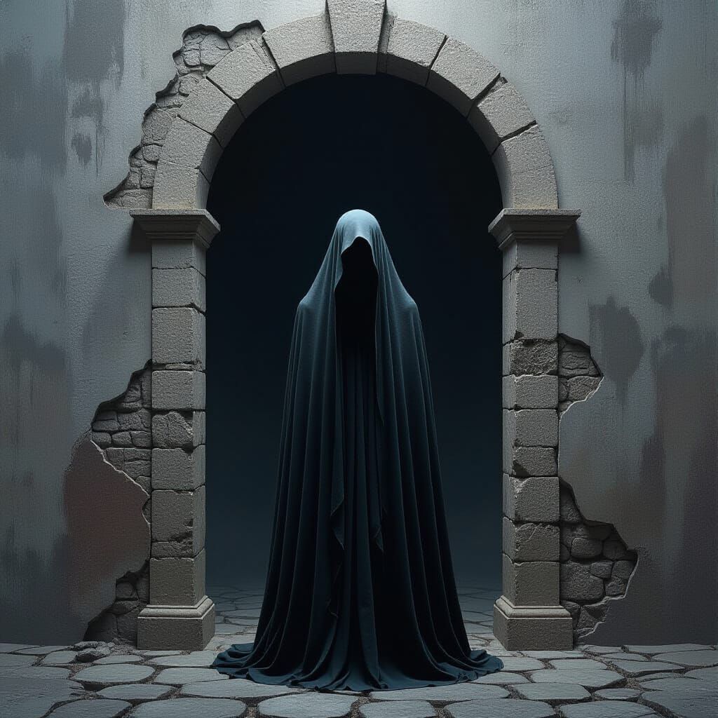 Liminal Figure in Gothic Dark Art Style