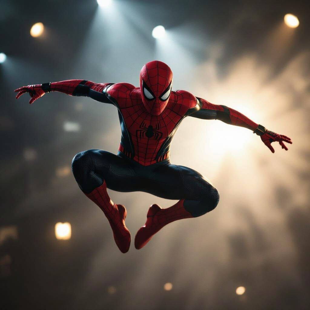 Spider-Man in Dynamic Action, Cinematic Lighting