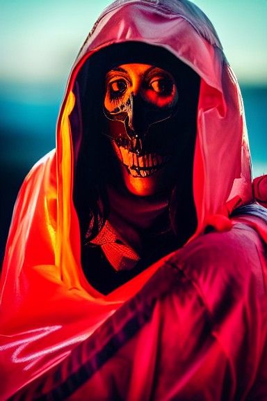 Angel of Death Kissing Hazmat Man: Dramatic Portrait