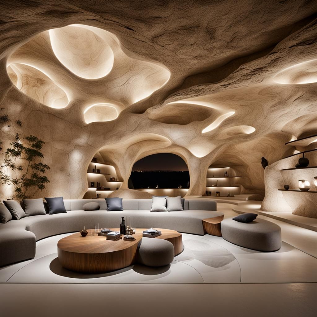 Cave Interior: Modern Luxury Meets Natural Stone