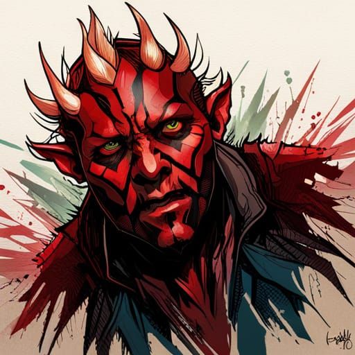 Intricate Digital Painting of Darth Maul