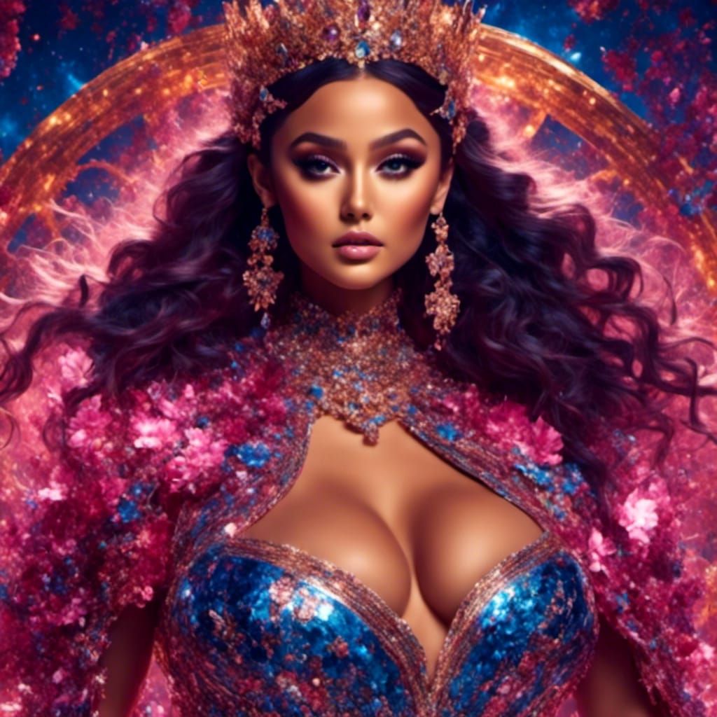 Obese Ariana Grande as Space Queen, Hyperreal Portrait