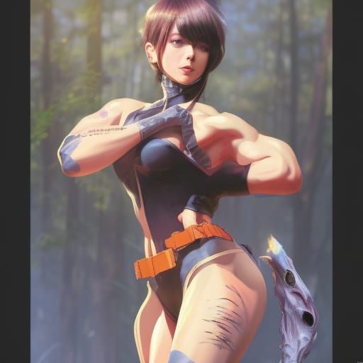 Tekken-Style Female Bodybuilder: Anime Post-Apocalyptic Artw...