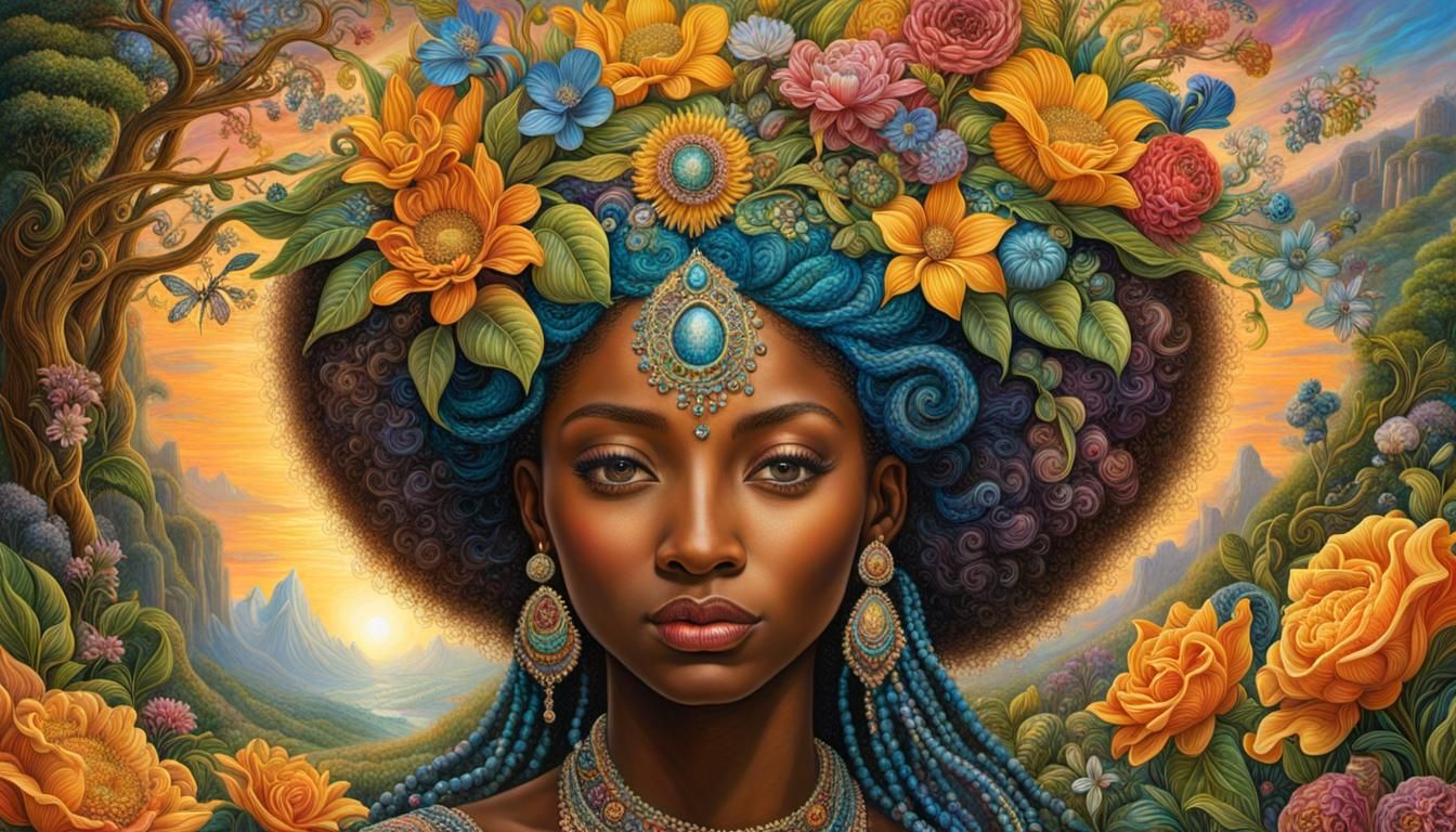 Radiant Portrait in Visionary Art Style