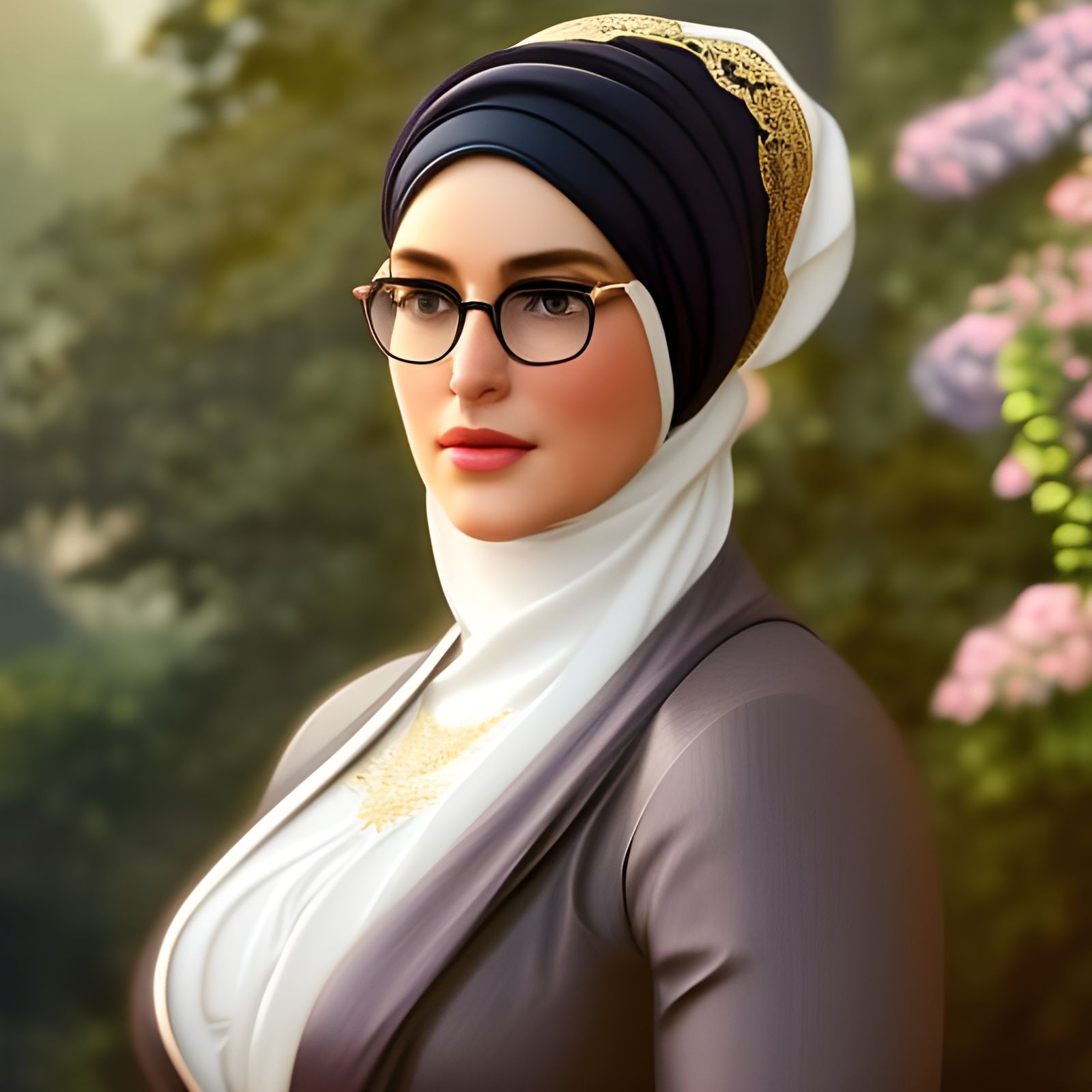 German Woman in Hijab: Hyperdetailed Portrait